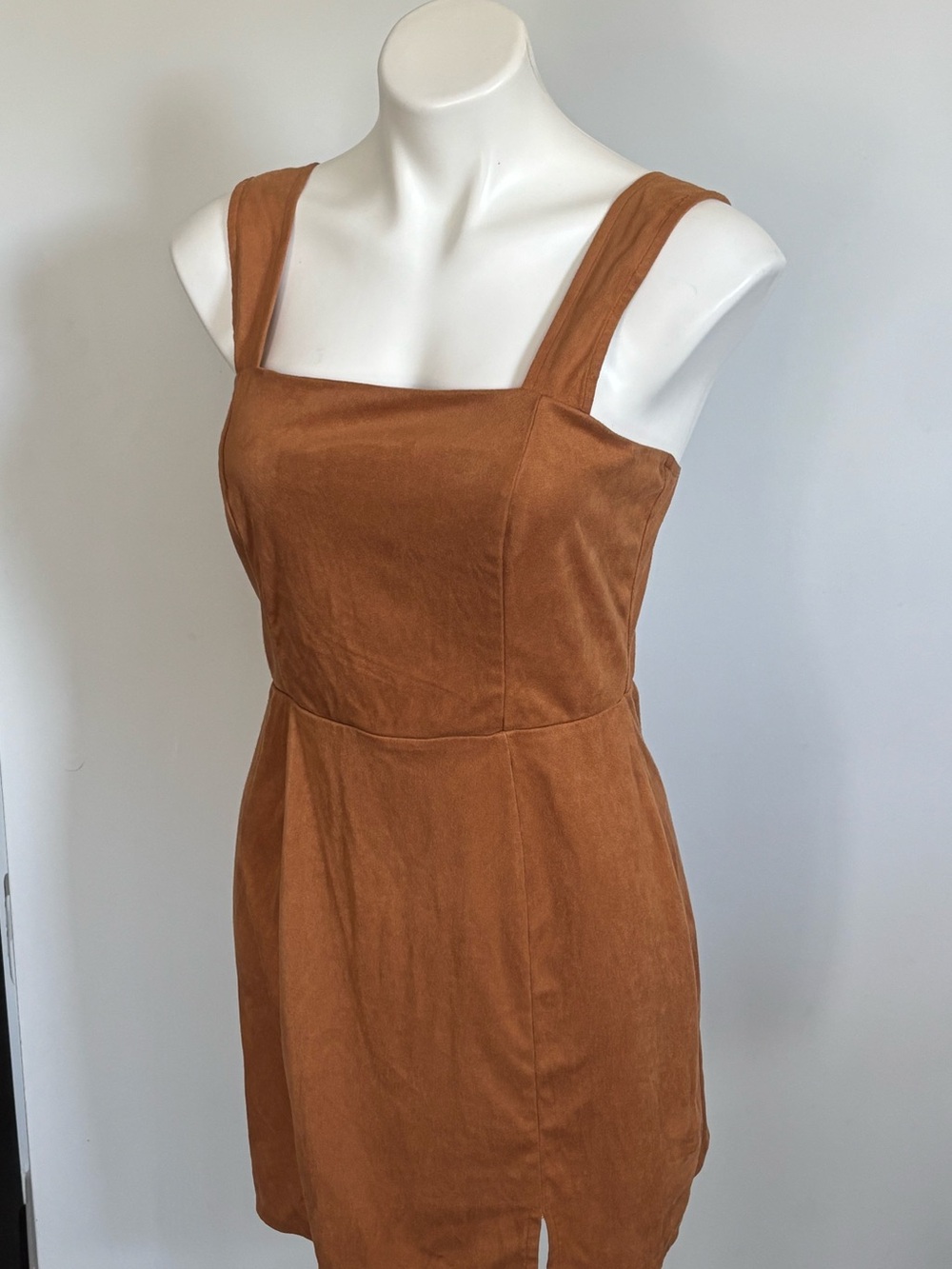 Francesca's Collections Jui Ami Rust Square-Neck Mini Dress